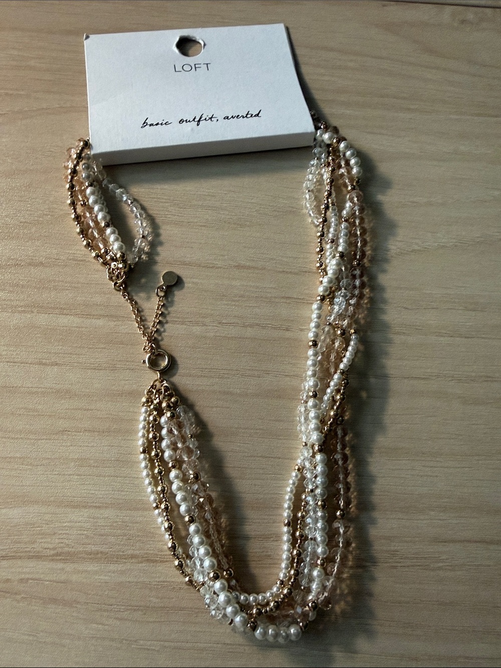 LOFT Cream Pearl and Gold Multi-Strand Necklace